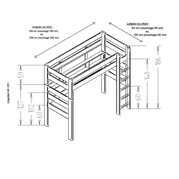 lit mezzanine 80 cm