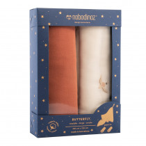 Pack 2 grands langes Butterfly 100x120 cm - Toffee