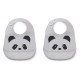 Bavoir en silicone x 2 Tilda - Panda dumbo grey