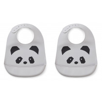 Bavoir en silicone x 2 Tilda - Panda dumbo grey