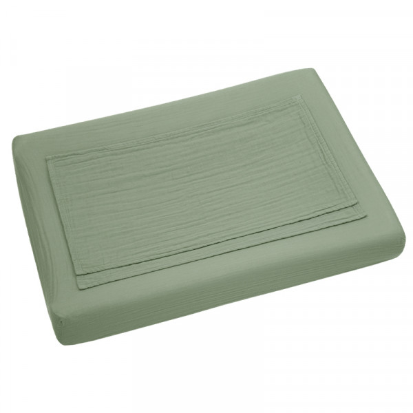 Drap housse de matelas à langer en coton bio Vert sauge Le Pestacle de Maëlou