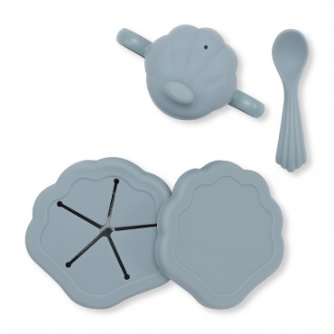 Set de repas silicone Clam - Light blue