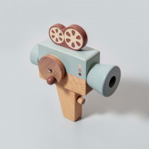 Caméra kaléidoscope en bois - Bleu