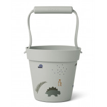 Seau de plage silicone Linda - Dino dove blue mix