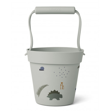 Seau de plage silicone Linda - Dino dove blue mix