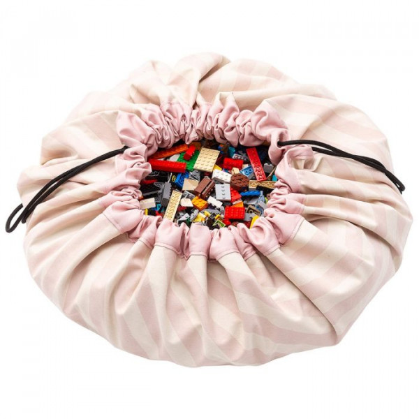 Tapis de jeu et sac de rangement - Rayures roses