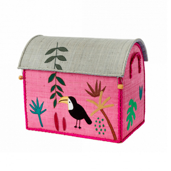 Coffre à jouets en raphia PM - Jungle toucan
