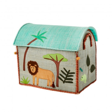 Coffre à jouets en raphia PM - Jungle lion