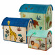 Coffre à jouets en raphia GM - Jungle theme bleu