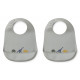 Bavoir en silicone x 2 Tilda - Dino dove blue mix