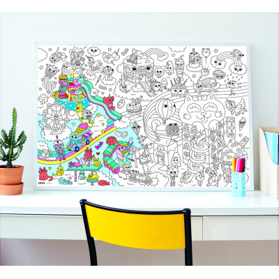 Poster coloriage géant - Kawaii
