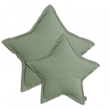 Coussin coton étoile pastel - Sage green (DS049)
