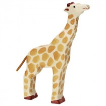Figurine en bois - Girafe tête haute