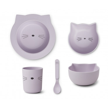 Coffret repas bébé Joana - Cat light lavender