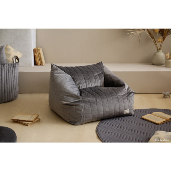 Pouf fauteuil velours Chelsea - Slate grey