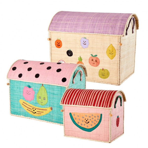 Coffre à jouets en raphia GM - Multi fruits