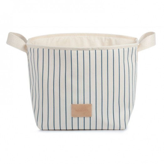 Panier de rangement Django - Blue thin stripes/Natural