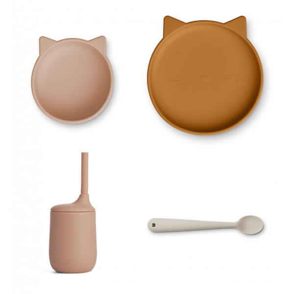 Set repas silicone Cathy - Cat pale tuscany multi mix