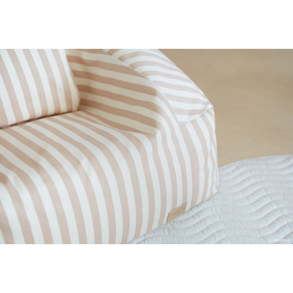 Pouf fauteuil enfant Chelsea - Taupe stripes/Natural