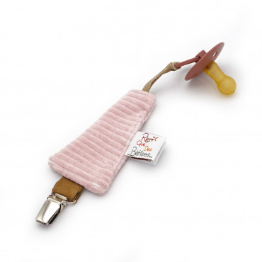 Attache tétine en velours - Rose