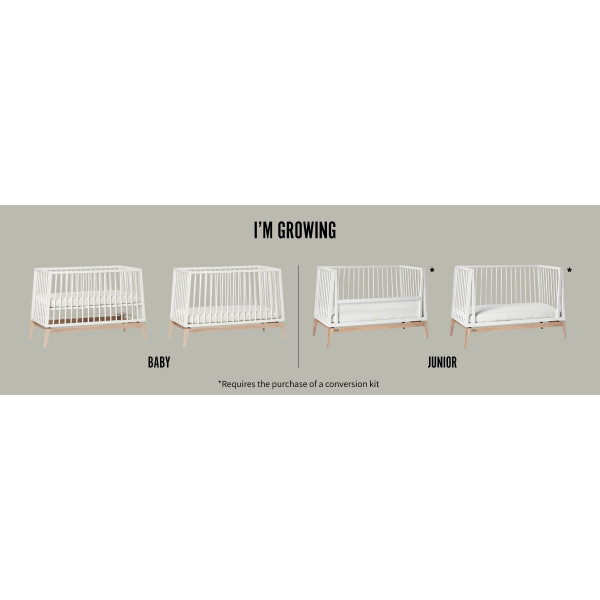 Lit bébé Luna 70 x 140 cm - Gris et chêne