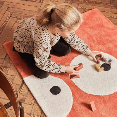 Tapis tufté coton bio - Zoeils rouge