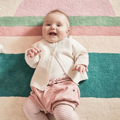 Tapis tufté coton bio - Sunset rose et vert