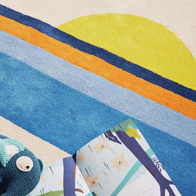 Tapis tufté coton bio - Sunset bleu