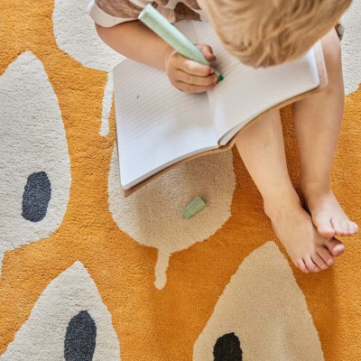 Tapis tufté coton bio - Forêt abricot