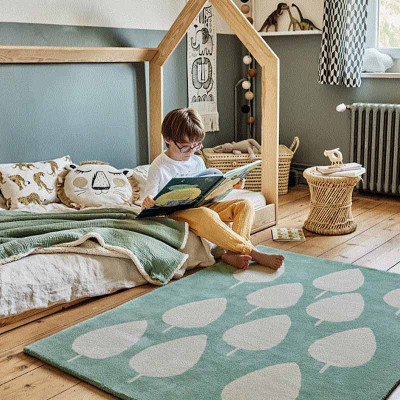 Tapis tufté coton bio - Forêt vert