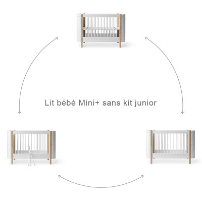 Lit évolutif Mini + - blanc et chêne