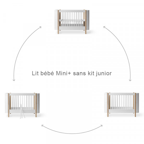 Lit bébé évolutif Wood Mini+ avec kit de conversion (0-9 ans) - Chêne -  Oliver Furniture