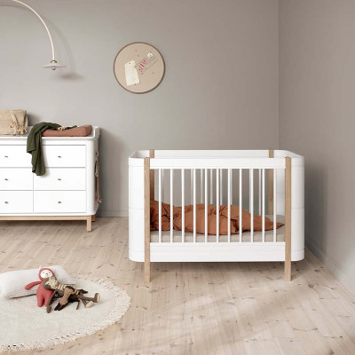 Lit évolutif Mini + - blanc et chêne