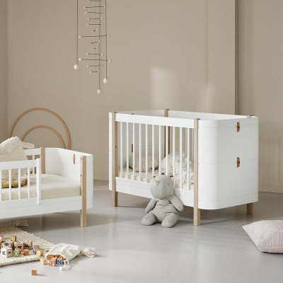 Lit évolutif Mini + - blanc et chêne