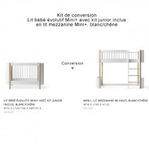 Kit de conversion Wood Mini+ de Lit bébé évolutif avec kit junior en Lit mezzanine