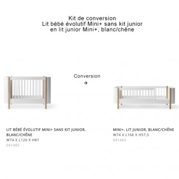 Kit de conversion lit bébé évolutif sans kit junior en lit junior Mini+ Wood