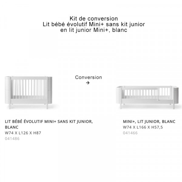Kit de conversion lit bébé évolutif sans kit junior en lit junior Mini+ Wood