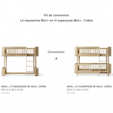 Kit de conversion lit mezzanine en lit superposé Mini+ Wood