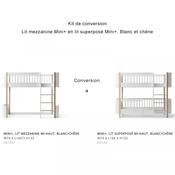 Kit de conversion lit mezzanine en lit superposé Mini+ Wood