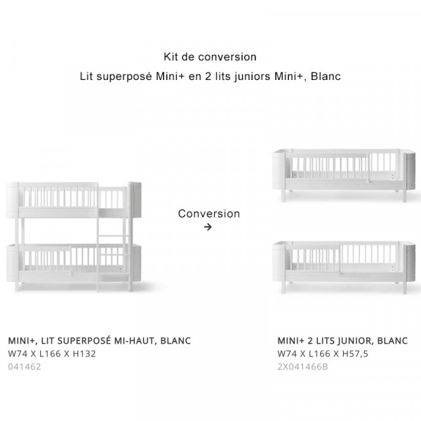 Kit de conversion lit superposé en 2 lits juniors Mini+ Wood