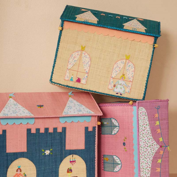 Coffre à jouets en raphia MM - Château