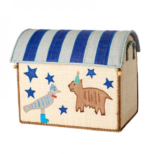 Coffre à jouets en raphia MM - Party Animal Print - Blue