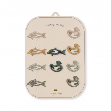 Pack de 10 mini barrettes dauphin et canard - Animal