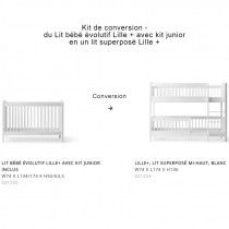 Kit de conversion Seaside Lille+ de Lit bébé évolutif avec kit junior en Lit superposé