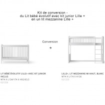 Kit de conversion Seaside Lille+ de Lit bébé évolutif avec kit junior en Lit mezzanine