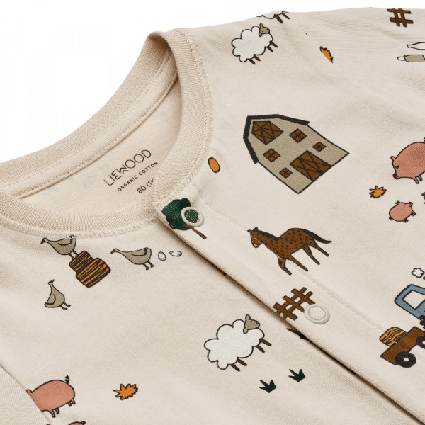 Pyjama en coton bio Birk - Farm sandy