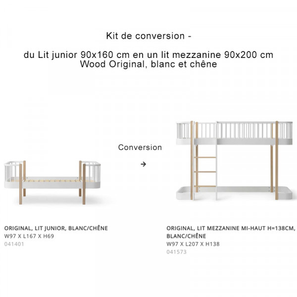 Kit de conversion Wood Original de Lit junior en Lit mezzanine