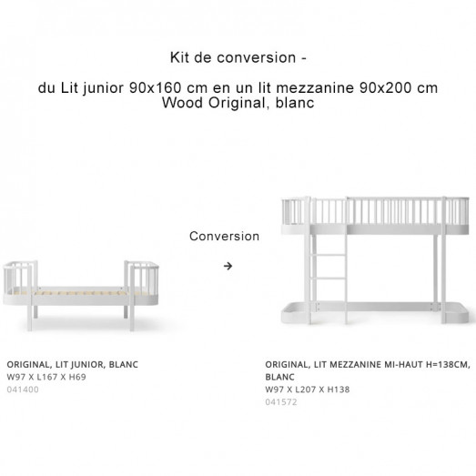 Kit de conversion Wood Original de Lit junior en Lit mezzanine