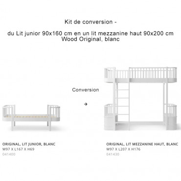 Kit de conversion Wood Original de Lit junior en Lit mezzanine haut