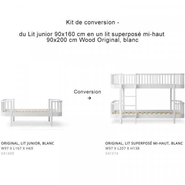 Kit de conversion Wood Original de Lit junior en Lit superposé